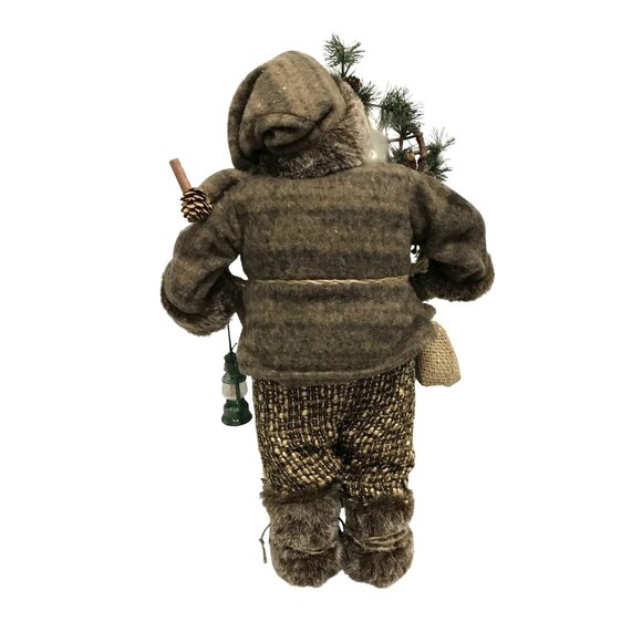 Christmas Santa Claus Figure Woodsy Natural Decoration 17" Brown - Picture 3 of 9